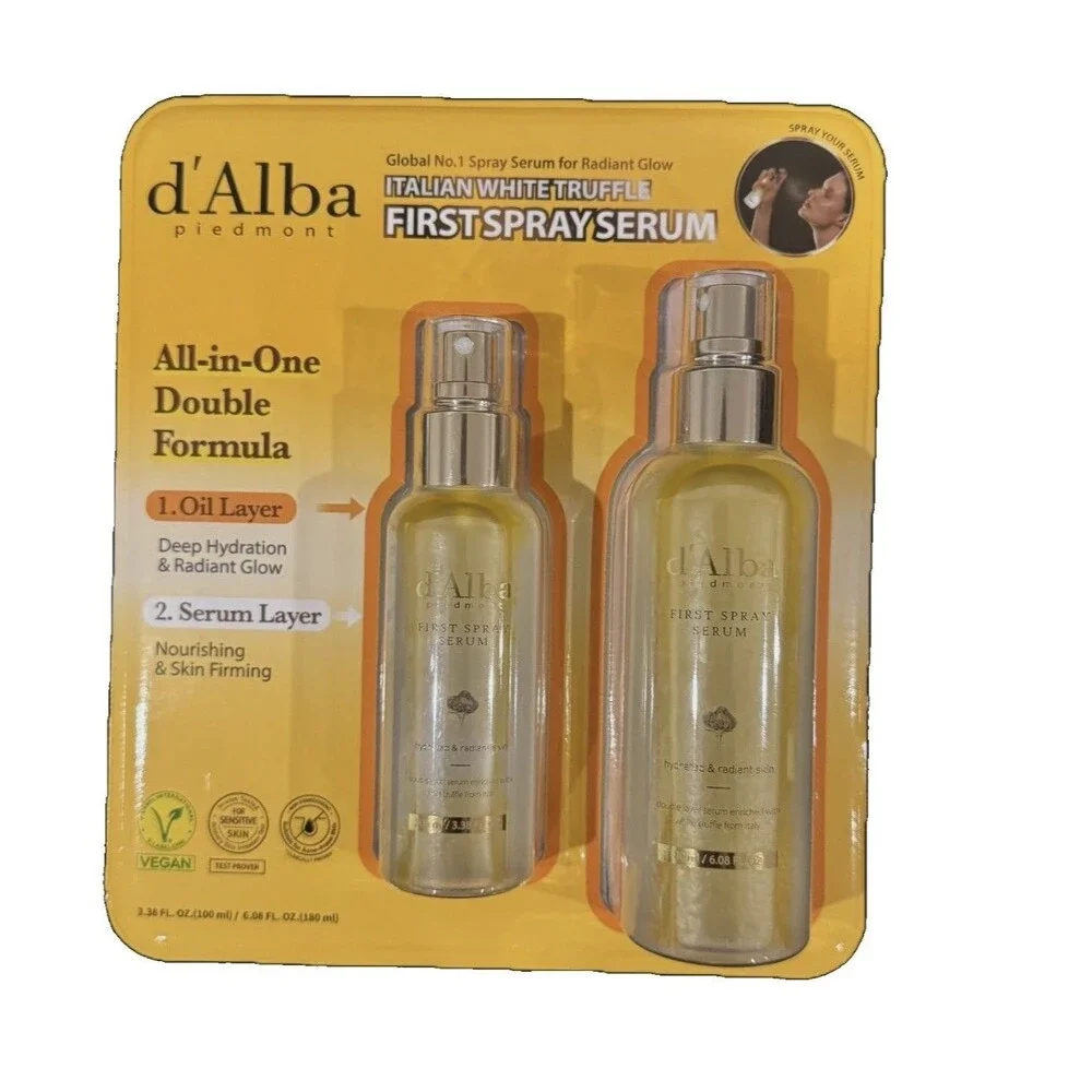 D'ALBA PIEDMONT Italian White Truffle First Spray Serum6.08oz + 3.38oz AUTHENTIC